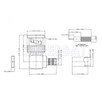 Superbat BNC Male Plug Right Angle Crimp Connector 75 Ohm for RG-59