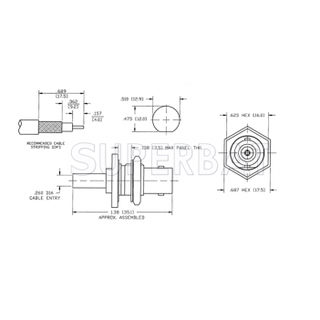 75 Ohm Superbat RF connector BNC Jack Straight Crimp for RG-59 Coaxial Cable