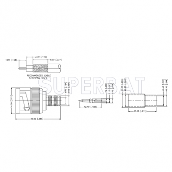 Superbat BNC Male Plug Straight Crimp Connector 75 Ohm for RG-59 Coaxial Cable