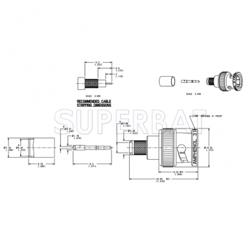 Superbat RF connector BNC Male Plug Straight Crimp Connector 75 Ohm for RG-59 Coaxial Cable