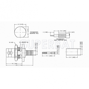 Superbat RF connector BNC Jack Straight Bulkhead With O-Ring pigtail cable Connector 50 Ohm for LMR-240