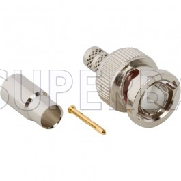 75 OhmSuperbat BNC Male Plug Straight Crimp Connector for RG-59 pigtail cable
