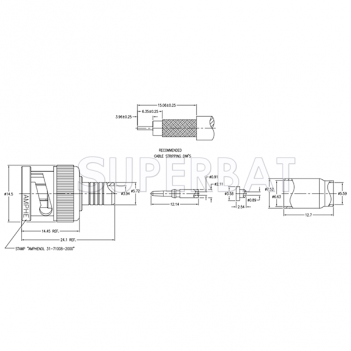 75 Ohm Superbat BNC Male Plug Straight Crimp Connector for RG-59