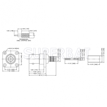 Superbat RF connector BNC Jack Straight 4 Hole Flange 75 Ohm for RG-59 Coaxial Cable