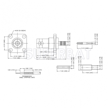 Superbat RF connector BNC Jack Straight 4 Hole Flange pigtail cable 75 Ohm for RG-179 Coax