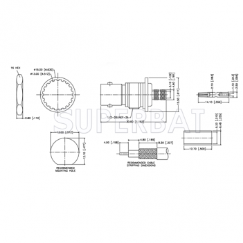 Superbat RF connector BNC Jack Straight Bulkhead With O-Ring Connector 50 Ohm for RG-59