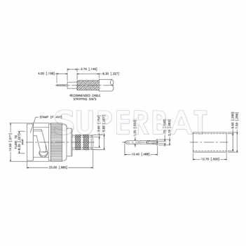 Superbat RF connector BNC Male Plug Straight Crimp Connector 75 Ohm for RG-59