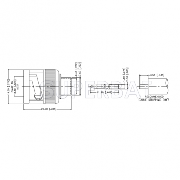 Superbat BNC Straight Male Plug Solder Connector 50 Ohm for 0.250" Semi-Flexible Cable