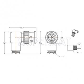 Superbat BNC Male Plug Right Angle Clamp Connector 50 Ohm for LMR-195 KSR-195