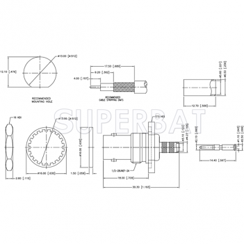 Superbat BNC Straight Crimp Jack Bulkhead with O-ring Reverse Polarized Connector for RG-58