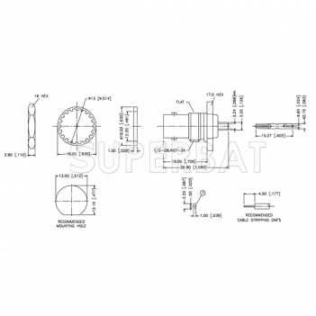 Superbat RF connector BNC Jack Straight Bulkhead With O-Ring Solder Connector for 0.085" Semi-Rigid