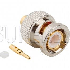 Superbat BNC Straight Male Plug Solder Connector 50 Ohm for 0.141" Semi-Flexible Cable