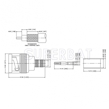 Superbat 50 Ohm BNC Straight Crimp Plug Male Reverse Polarized Connector for LMR-240