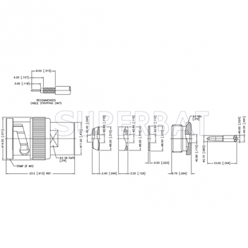 Superbat BNC Male Plug Straight Clamp Connector 50 Ohm for RG-316