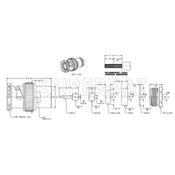 Superbat BNC Male Plug Straight Clamp Connector 50 Ohm for RG-178