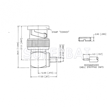 Superbat BNC Right Angle Male Plug Solder Connector 50 Ohm for .085 Semi-Flexible Cable