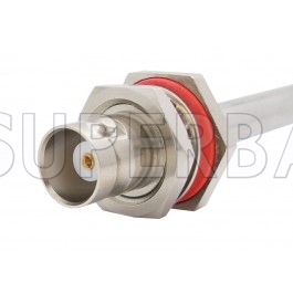 Superbat BNC Straight Female Jack Bulkhead Solder Connector 50 Ohm for 0.250" Semi-Flexible Cable