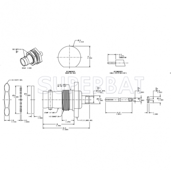 Superbat RF connector BNC Jack Straight Bulkhead With O-Ring Solder Connector for 0.141" Semi-Rigid