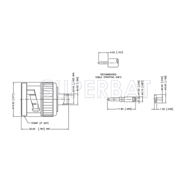 Superbat BNC Straight Male Plug Solder Connector 50 Ohm for 0.141" Semi-Flexible Cable