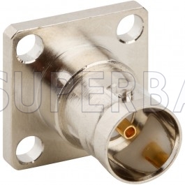 Superbat RF Connector BNC Straight Jack Female 4 Hole Flange Solder Cup 75 Ohm