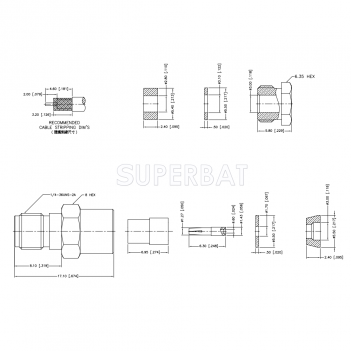 SMA Standard Straight Jack Female Clamp Connector for RG-174 RG-316 Cable