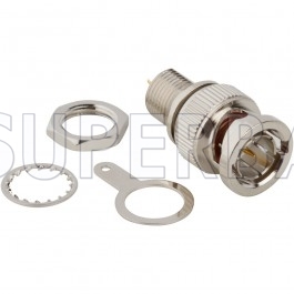 Superbat BNC Male Plug Straight Bulkhead Solder Cup 75 Ohm Bulkhead - Front Mount Connector