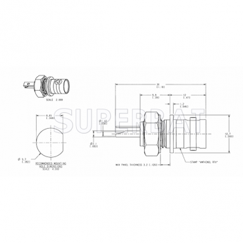 Superbat BNC Female Jack Straight Bulkhead Solder Cup 75 Ohm