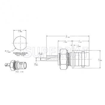 Superbat BNC Female Jack Straight Solder Cup 50 Ohm