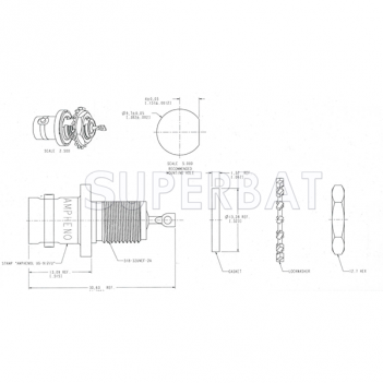 Superbat RF Cable Assembly BNC 50 Ohm Female Jack Straight Bulkhead with O-ring Bulkhead - Rear Mount Connector