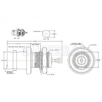 Superbat RF connector BNC 50 Ohm Female Jack Straight Bulkhead with O-ring Bulkhead - Rear Mount Connector