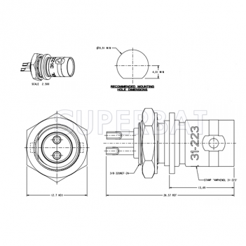 Superbat BNC Female Jack Straight Bulkhead Solder Cup 50 Ohm