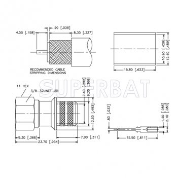 F Type Plug Male Crimp Coaxial Connector 75 Ohm for RG11