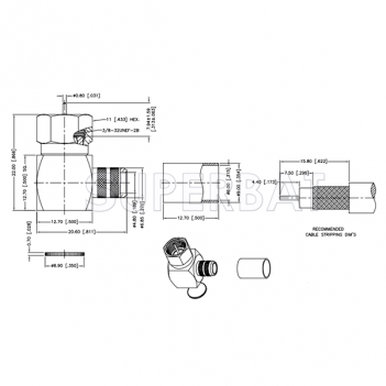 F Type Plug Male Right Angle Crimp Coaxial Connector 75 Ohm for RG6