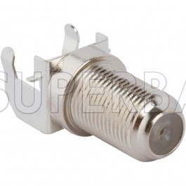 75 Ohm F Type Jack Female Right Angle PCB Mount RF Connector with Post Terminal