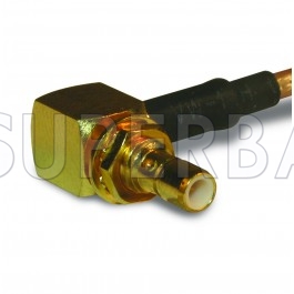 SMB Female Jack (male pin) Right Angle Crimp Coaxial Bulkhead Connector 50 Ohm for RG 316