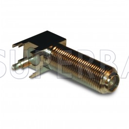 75 Ohm Superbat F Type Female Jack Right Angle PCB Through Hole Mount Connector