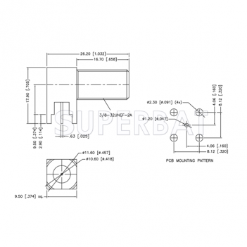 75 Ohm F Type PCB Jack Right Angle Through Bulkhead Connector