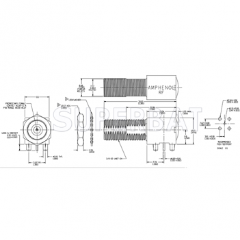 F Type PCB Jack Right Angle Through Bulkhead Connector 75 Ohm