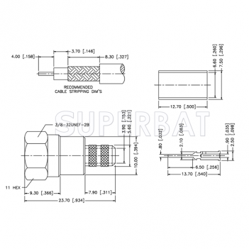 75 Ohm Superbat F Type Male Plug Crimp Connector for RG59