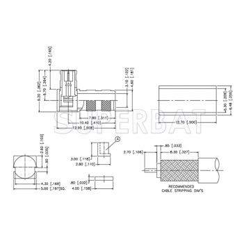 Superbat MCX 50 Ohm Plug Male Right Angle Crimp Connector With Gold Plated for RG-58 LMR-195 Coaxial Cable