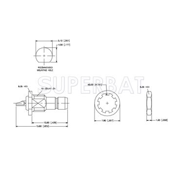 SMB Jack (male pin) Solder Cup Bulkhead Coaxial Connector 50 Ohm