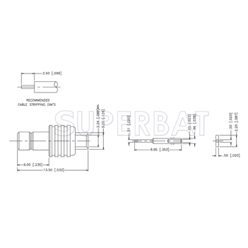 SMB Jack(male pin) Solder Coaxial Connector 50 Ohm for 0.086 Semi-Rigid Coaxial Cable