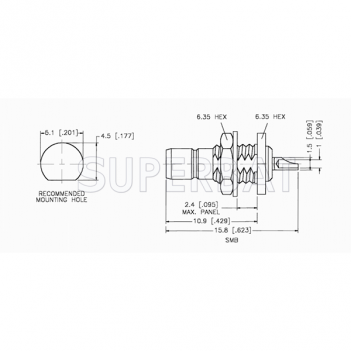 Superbat SMB Jack (male pin) Straight Bulkhead Solder Cup 50 Ohm