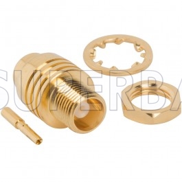 Superbat MCX 50 Ohm Jack Female Bulkhead Crimp Connector for 0.141" Semi-Rigid Cable