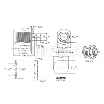 Superbat MCX Jack Female Bulkhead Round Post Connector 50 Ohm