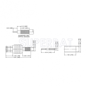 Superbat MCX 50 Ohm Plug Male Crimp Connector for RG-174 RG-188 RG-316 Coaxial Cable