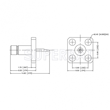 Superbat SMB Jack (male pin) Straight 4 Hole Flange Bulkhead Solder Cup 50 Ohm