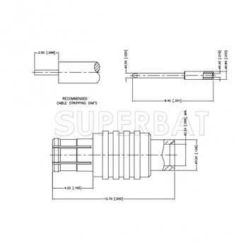Superbat 75 Ohm MCX Plug Male Straight Connector For 0.086" Semi-Rigid Cable