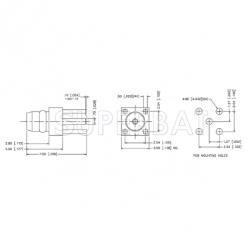 MMCX Plug Straight PCB Through Hole Connector with Four Stud 50 Ohm