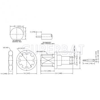 Superbat 50 Ohm MMCX Jack Straight Bulkhead Solder Connector For 0.085" Semi-Rigid Coax Cable